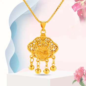 Dlhovekosť zámok náhrdelník lucky módny Náhrdelník Prívesok Ženy 24K Gold Color lock Choker Šperky, Náhrdelníky Nové Módne 2020 Dary