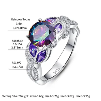 AAA Kvalita Mystický Rainbow Topaz S925 Šterlingov Strieborné Prstene Sapphire Zásnubný Prsteň Pre Ženy Pôvodné Ženské Jemné Šperky