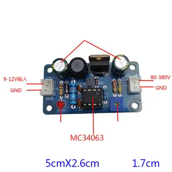 MC34063 DC boost modul DC 9-12V 80-380V 170V 350V NIXIE Tube Svietiť hodiny Magic Eye 6E2, 6E1, 6E5 úrovni označenie