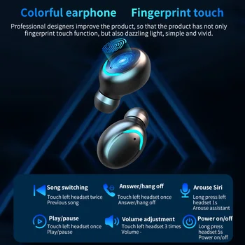 TWS Bluetooth 5.0 Slúchadlá Plnenie Box Bezdrôtové Slúchadlá 9D Stereo Športové Slúchadlá Slúchadlá S Mikrofónom