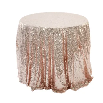 1Pcs Rose Gold Sequin Obrus Lesk Kolo Obdĺžnikový Stôl Kryt Na Vianoce Svadba Narodeniny Home Party Dekor Banquet