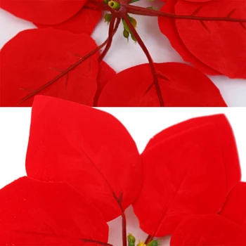 NOVÉ-Umelé Kvety, Vianoce Red Velvet Poinsettia Kvetinový Tipov na Vianočný Veniec Stromček, Ozdoby(24 Ks/Červená)