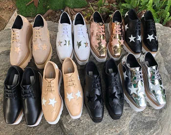 Veľkoobchod Lady platforma topánky, 31 farba originálne kožené klin námestie špičkou topánky,teplé predaj výšky rastúci star topánky béžová 35-41