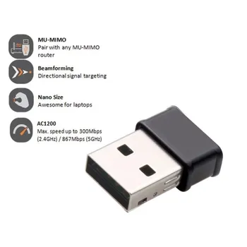 HORÚCE Mini USB Adaptéra WiFi 802.11 AC hardvérového kľúča Sieťová Karta 1200Mbps 2.4 G & 5G dvojpásmový Bezdrôtový Wifi Prijímač pre Notebook Ploche
