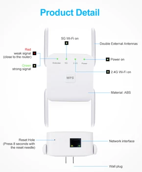 Wifi Opakovač 5 ghz Wifi Extender 5G Wifi Zosilňovač AC 1200Mbps Smerovač Wi-fi Booster 2.4 G 5 ghz Wi-Fi Signálu Bezdrôtovej Repiter