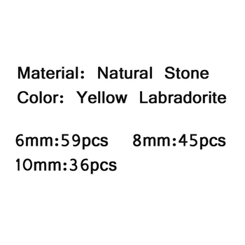 JHNBY Prírodné ShimmerStone Matná Žltá Labradorit kameň 6/8/10 MM Kolo dištančné Voľné korálky pre Šperky, takže DIY náramky