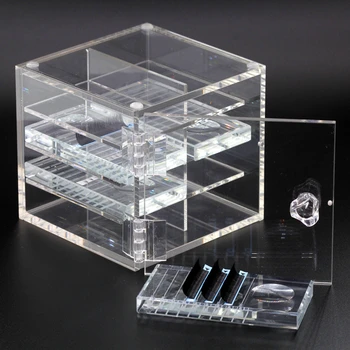 8 Vrstiev Akryl Transparentný Prachotesný Rias Display Box Nádoba Na Skladovanie Skla Vaničky Palety pre Falošných Rias Rozšírenie