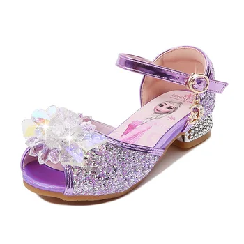 Nohy Dĺžka 17-23 cm Mrazené Princezná Elsa Dieťa Dievčatá Vysoké Podpätky Sandále Lete Crystal Topánky Malé Stredné Veľké detské Topánky