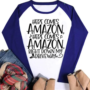 Tu Prichádza Amazon Tu Prichádza List, Tlač Žien T shirt O-krku Raglan Rukáv Dámske Tričká Harajuku Vintage Módy Dámske Tričko
