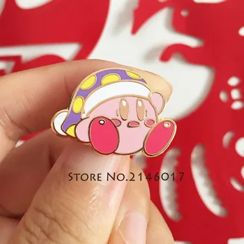 1pcs Cool Taška Preklopke Kolíky a Brošne Roztomilý Kovové Odznak Darčeky Pevného Smalt Pin Ospalý Kirby s Klobúk pre Znak videohry