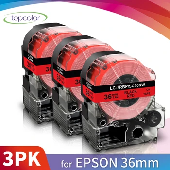 Topcolor 3PK 36 mm Kompatibilný Epson Označenie Páska Black Red SC36RW LK-7RBP pre Epson KingJim Label Maker SR750 SR5900P SR950 970