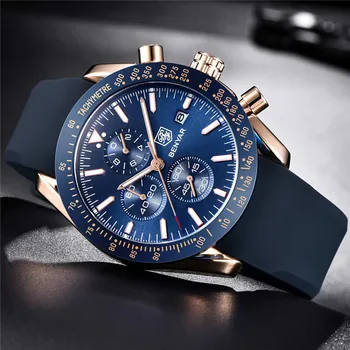 BENYAR Sledovať Mužov Top Značky Luxusné Náramkové hodinky Chronograf Módne Modrá Nepremokavé Vojenské Športové Muž Hodiny Relogio Masculino