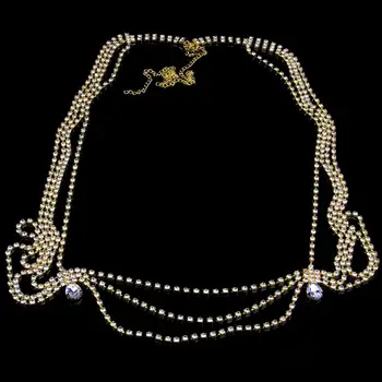 Stonefans Ručné Svadobné Drahokamu Ramenný Náhrdelník Reťazca pre Ženy, Svadobné Crystal Tele Ramenný Šperky Vyhlásenie Náhrdelník