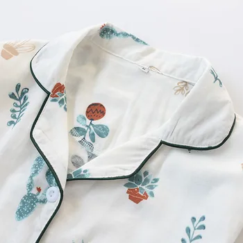 2021 jar a na jeseň pyžamo nastaviť dámy čistej bavlny roztomilé kvety tenký dvojitý gázy dlhým rukávom nohavice home service ženy