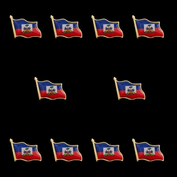 10PCS Haiti Vlajka Klopě Pin Smalt Odznak Brošňa Úrad Celebrity Šperky Darček Zábavné Mužov Košele Bundy príslušenstvo