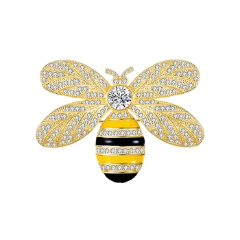 Vintage Zlato Chybu Hmyzu Bee Brošňa Kolíky Žltá Čmeliaky Bee Crystal Broach Pin Šperky Darček DIY Plavidlá Embellishment Brošne
