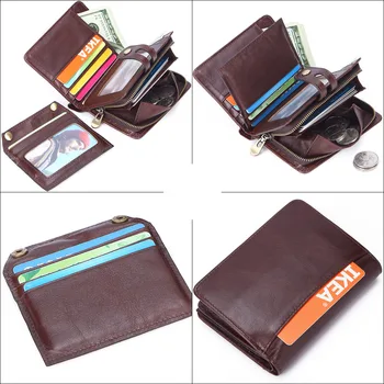 Flanker originálne kožené Rfid peňaženky bežné mužov značky krátke mince kabelku malé peňaženky karty držiteľa vrecká na zips, človek peniaze taška