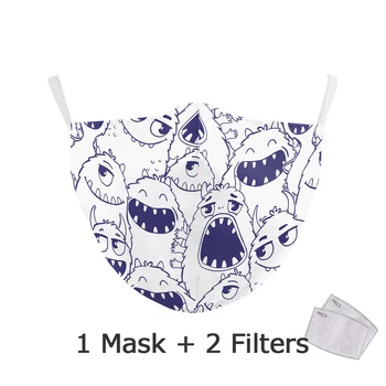 Monster tlač Módne Maska Znečistenia Dôkaz Masky pre Dospelých Umývateľný Opakovane Unisex Textílie Baktérie Dôkaz Chrípka Úst Utlmiť Maska