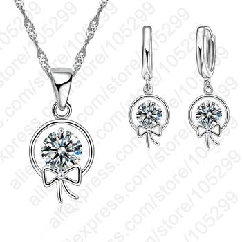 Najnovšie Ženy Šperky 925 Sterling Silver Kubický Zirkón Prívesok Šperky Sady Krásne Svadobné Dary Rýchle Dodanie