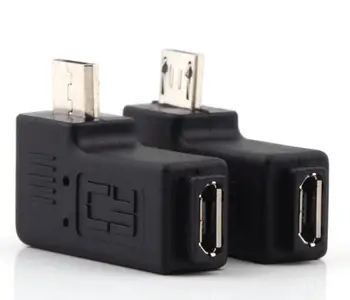100 Pár Právo Ľavý Uhol Micro USB Muž 90 Stupňov USB Male Micro Žena Plug Adaptéry 200pcs