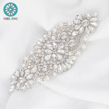 (10pcs) Silver rose gold drahokamu nášivka príslušenstvo korálkové svadobné krištáľové sklo nášivka na šaty odev WDD0230