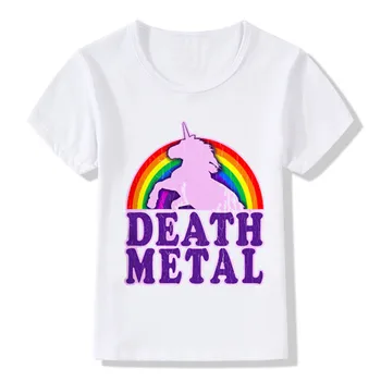 2020Rainbow Jednorožec Death Metal Deti T-Shirts Letné Top Chlapci/Dievčatá Krátky Rukáv Oblečenie Bežné CuteBaby Deti Tees