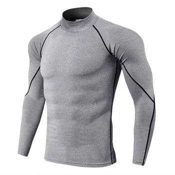 Nové rýchle sušenie beží tričko pánske kulturistike T-tričko dlhé rukávy kompresie hornej telocvični t-shirt pánske fitness tesný mužov