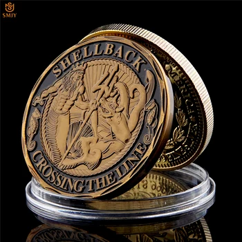 U.S. Navy Shellback Prekročení Line Zlaté Pamätné Výzvou Kovové Mince Zberateľské predmety