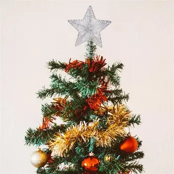 Vianočný Stromček, Hviezda Visí Dekor Pentagram Prívesok Lesklé Päť-Špicaté Hviezdy Tree Top Star Party Dekorácie s Reťazcom Svetlá