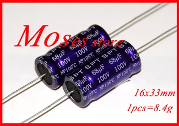 100v 68uf Originálne Nové Axiálne Audio NP Bipolárna Kapacita Elektrolytický Kondenzátor 16x33mm