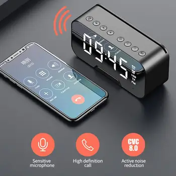 Bezdrôtový Bluetooth Reproduktor Zrkadlo Budík Držiaka Telefónu s FM Rádio Funkcia Bezdrôtový Subwoofer, Hudobný Prehrávač Tabuľka Hodiny