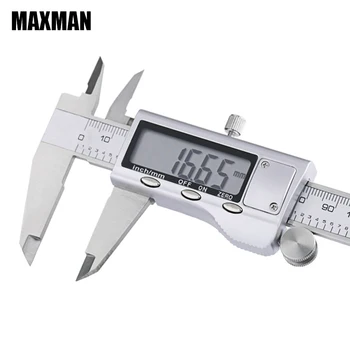 MAXMAN 0-150mm Strmene Merací Nástroj z Nerezovej Ocele Údaj Chyba 0,02 mm Merací Nástroj Kalibru Digitálne Nástroje Kalibrátor