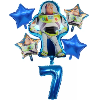 6pcs Toy Story Woody Buzz Lightyear Cartoon Fóliové Balóniky 32 Palcov Počet Baby Boy Blue Air Baloes Narodeninovej Party Dekor Deti Hračky