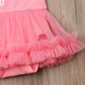 Novonarodené Dieťa Dievčatá Ružové Romper List Tutu Krátky Rukáv Jumpsuit Oblečenie Oblečenie