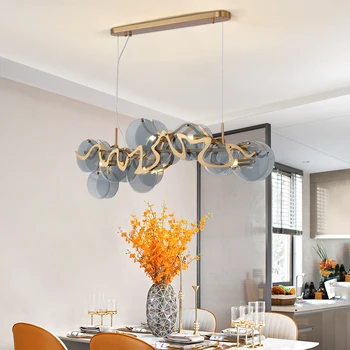 Moderné Údená šedá sklo luster pre obývacia izba jedáleň obdĺžnik kuchynský ostrovček vnútorné osvetlenie