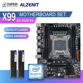 ALZENIT X99 Doska Set X99M-CD5 S LGA 2011-3 Combo Xeon E5-2620 V3 CPU 2x8GB = 16GB DDR4 2400MHz Pamäť PC4 19200 RAM