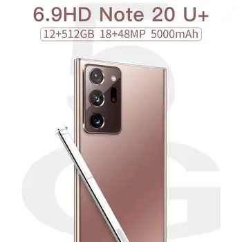 Note20U+ 6.9 3.5 palcový D Úplné Zobrazenie Android Smartphony 5G NECH mobilné telefóny 12 GB+512 gb diskom MTK6889 10-Core Mobile Telefón s TouchPen