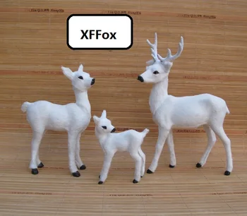 3 kusy sada simulácia biely jeleň modely plastická a kožušín v jeleň bábiky domáce dekorácie darček xf2280