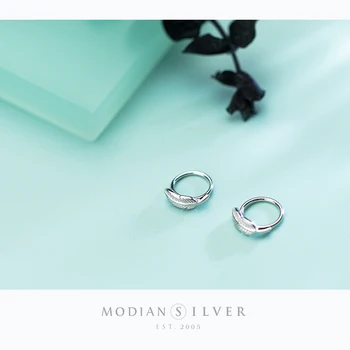 Modian Minimalistický Módny Dizajn Stromu Listy Hoop Náušnice pre Ženy 925 Sterling Silver Kolo Dizajn a Módne Šperky Bijoux