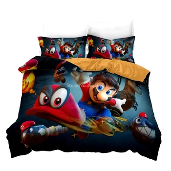 Hot Predaj Super Mario 3D Svet Vytlačené Cumlík Kryt Nastaviť pre Spálňa Decor Cartoon Deti posteľná bielizeň Nastaviť Perinu Nastaviť obliečky na Vankúše