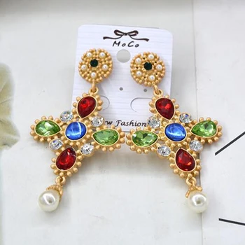 Nový Príchod Trendy, Sexy Baroková Perla Cross Drop Náušnice Šperky pre Ženy Módne Šperky Náušnice