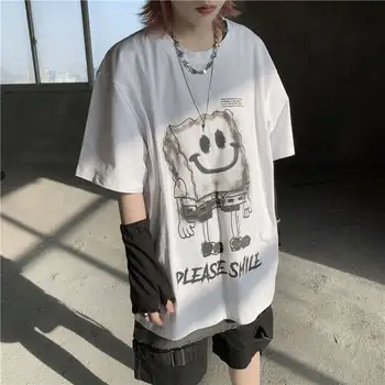 2020 Harajuku Roztomilý Kreslený T-Shirt Ženy Hip Hop Čínsky Tričko Streetwear Polovičný Rukáv Kawaii Vytlačené Tees Príležitostné Voľné Tričká