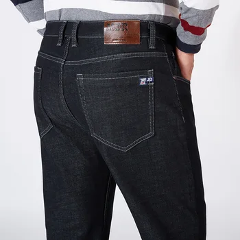 Zimné Jeans Mens Fleece Teplé Vysoký Muž V Strede Zúžený Úsek Nohavice Čierne Plus Veľkosť 44 46 48 50 52 Mužov Denim Hrubé Velvet Muž Nohavice