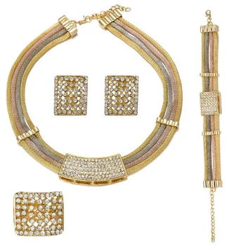 MUKUN 2018 Taliansko Dubaj Náhrdelníky Náušnice šperky set Zlatá farba Šperky Sady Svadobné Party Svadobné Doplnky, bižutéria