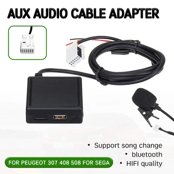 Bluetooth, Aux Prijímač, Kábel USB,mikrofón handsfree Aux Adaptér Pre Peugeot 207 307 308 407 Pre Citroen C2, C3 RD4