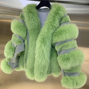 Nový luxusný líška srsť s noriek celý noriek kožušinový kabát prírodné reálne líška srsť srsť 2020 ženy, skutočné kožušinový kabát