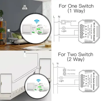 MiNi Wifi Smart Light Switch Diy Istič Modul Smart Život Tuya APLIKÁCIU Diaľkové Ovládanie,Pracuje s Alexa Echo Google Domov 1 2 Cesta
