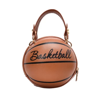 Móda Hnedé Basketbal Tvar Reťazca Tote Tašky Pre Ženy Zips Loptu Peňaženky Ramenný Messenger Taška Lady Kolo Crossbody Kabelka