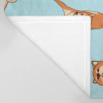 Pes Shiba Inu Cartoon Hodiť Deka Roztomilý Detský Dizajn Shiba Inu Tlač Modrá Prikrývky na Postele, Vianočné Dekorácie pre Domov