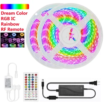 RGBIC Adresný 5050 DC12V LED Pásy Svetla Dúhový Efekt Naháňa Účinok Sen Color Magic Color RF Diaľkové Ovládanie Hudby Sync